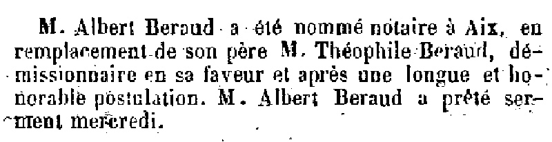 Extrait du Mémorial d’Aix du 13 avril 1888.